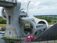 Skotsko, Falkirk Wheel, rotační výtah na lodě po pár minutách