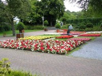 Německo, Essen, Grugapark, květinové záhony