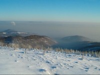 Panorama 4: Lomské údolí a inverze nad Mosteckou pánví