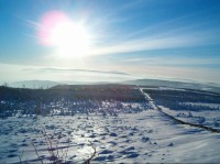 Panorama 5: Krušné hory západně od Loučné, úplně na obzoru Klínovec a Fichtelberg