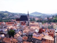 Pohled z věže na Český Krumlov
